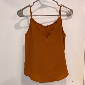 Elegant Mustard Scalloped Camisole